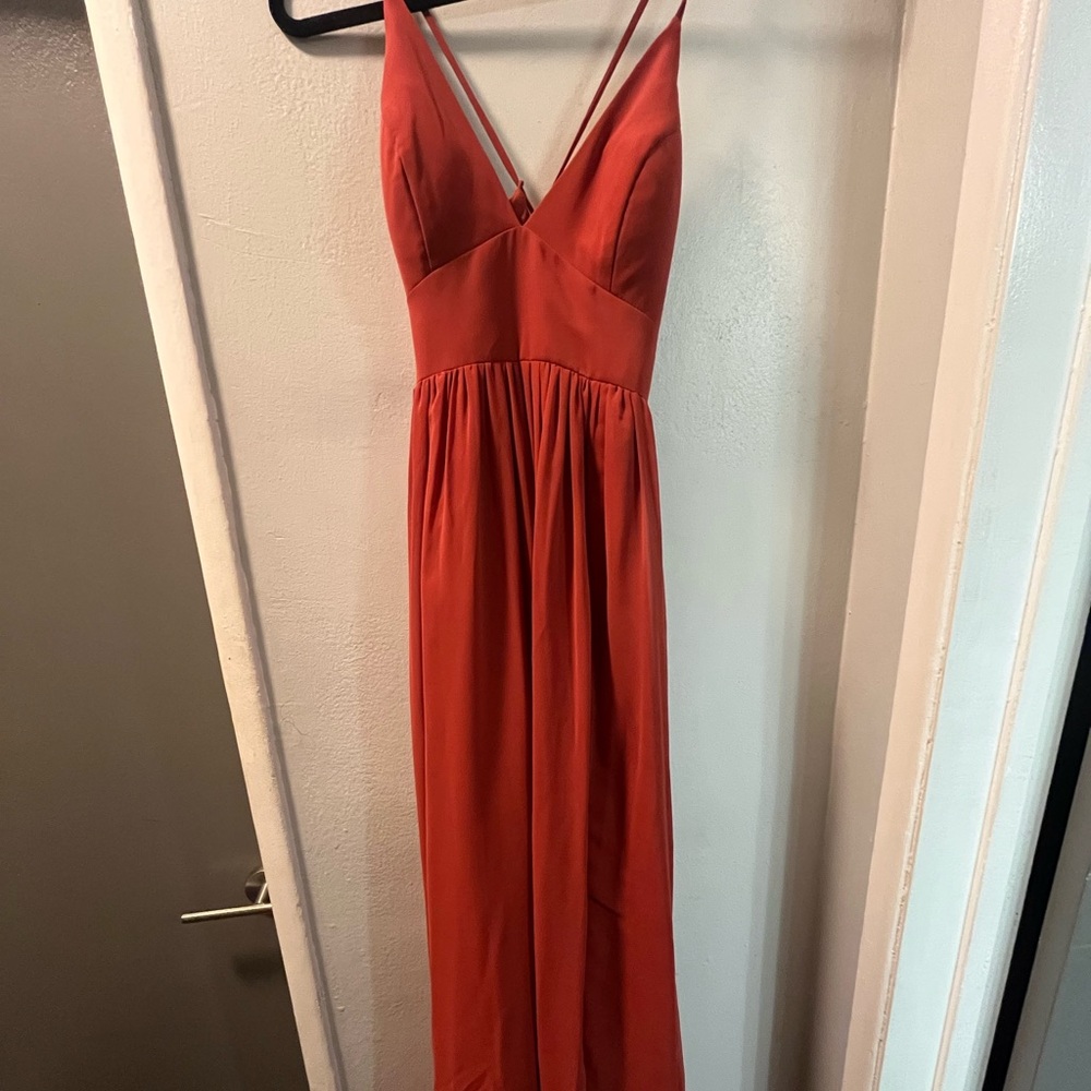 Elegant Terracotta Formal Evening Gown